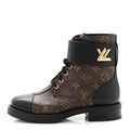 Louis Vuitton Calfskin Monogram Wonderland Flat Ranger Boots 36.5 Black