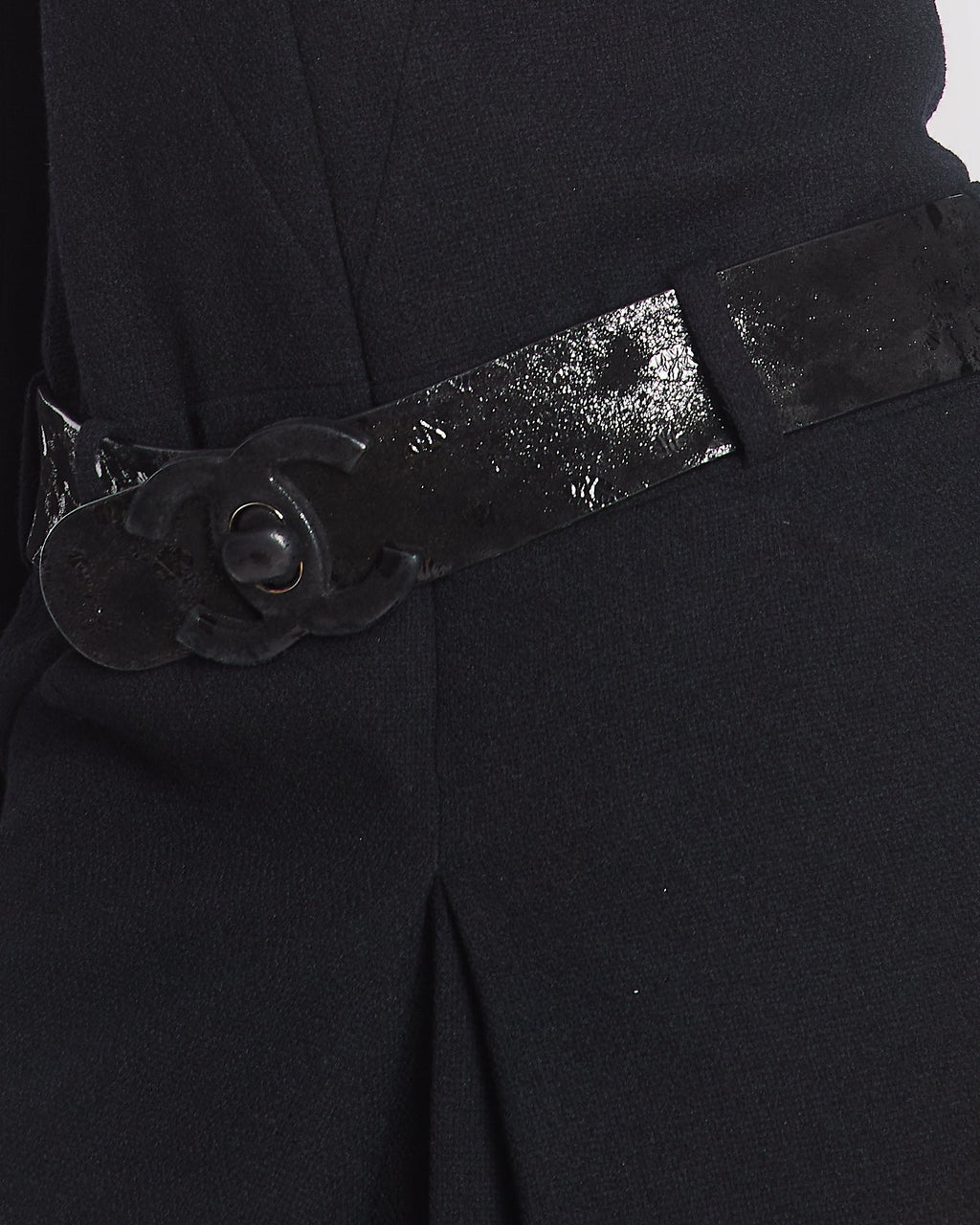 Chanel 09A Black Wool Short Dress with Crystal CC Buttons & CC Belt Details Size FR 34 (UK 6) RRP £3120