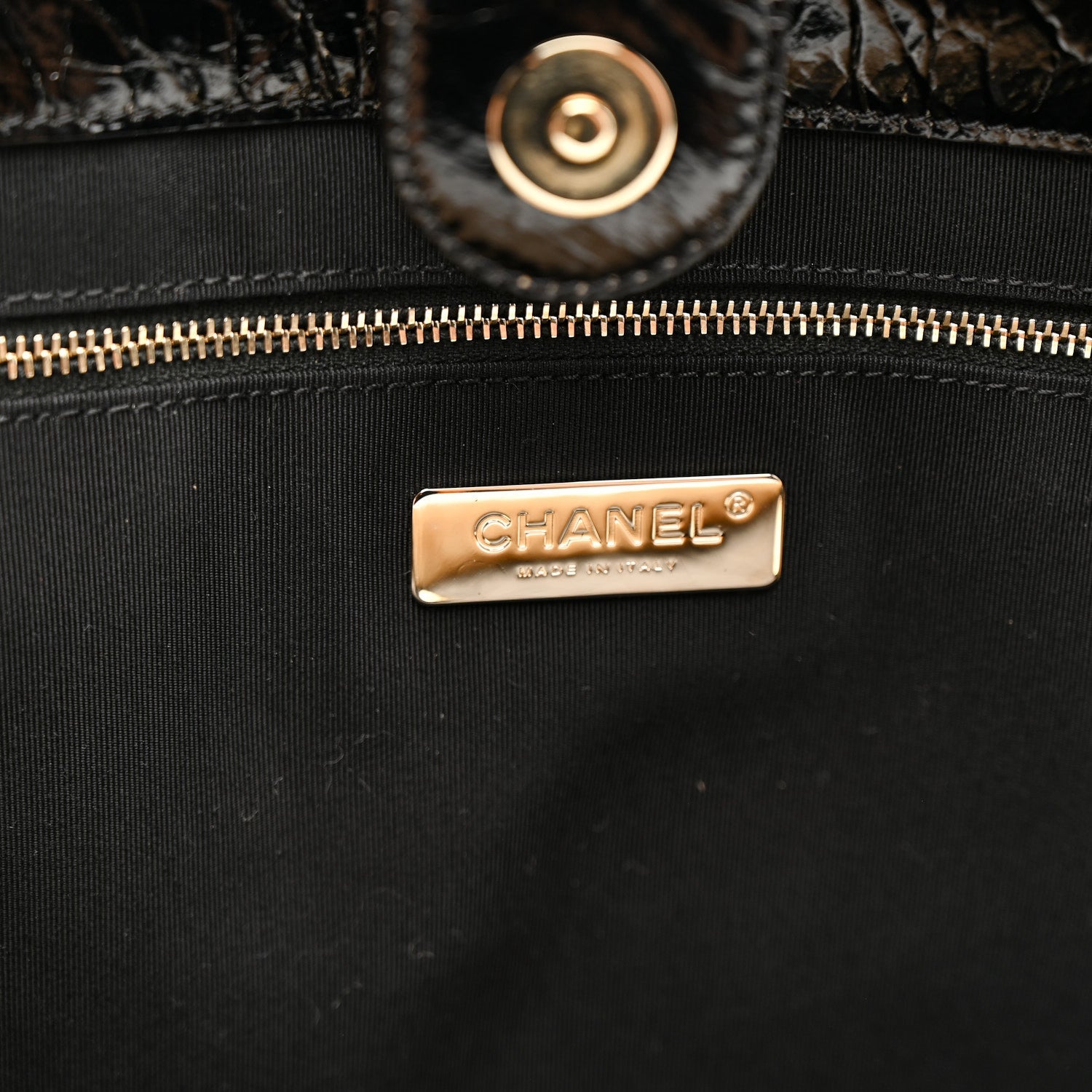 Chanel Shiny Crumpled Sheepskin Shearling CC Mania Tote Bag Black Beige