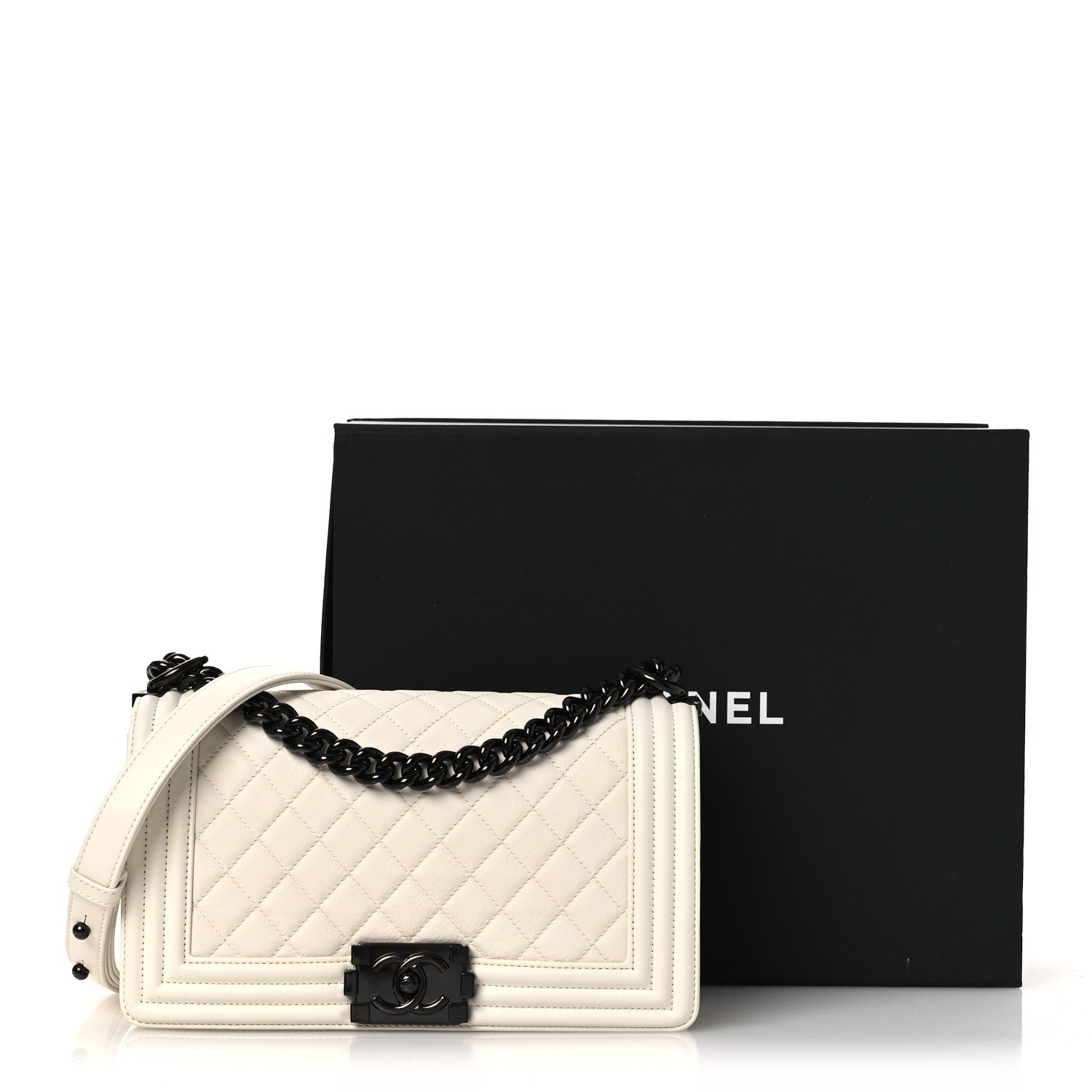 Chanel Calfskin Quilted Medium Boy Flap White