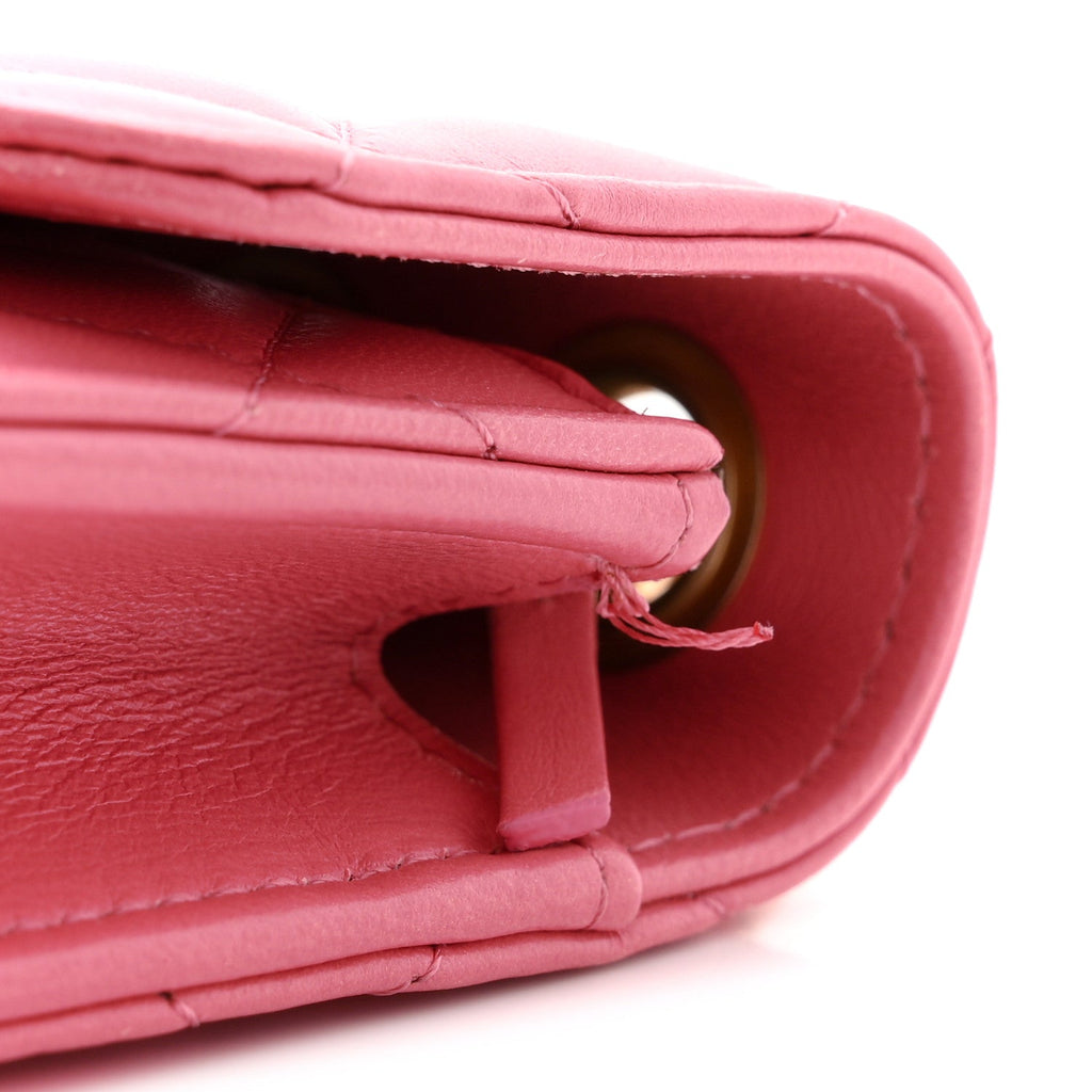 Chanel Lambskin Quilted Pillow Crush Flap Phone Holder With Chain Pink