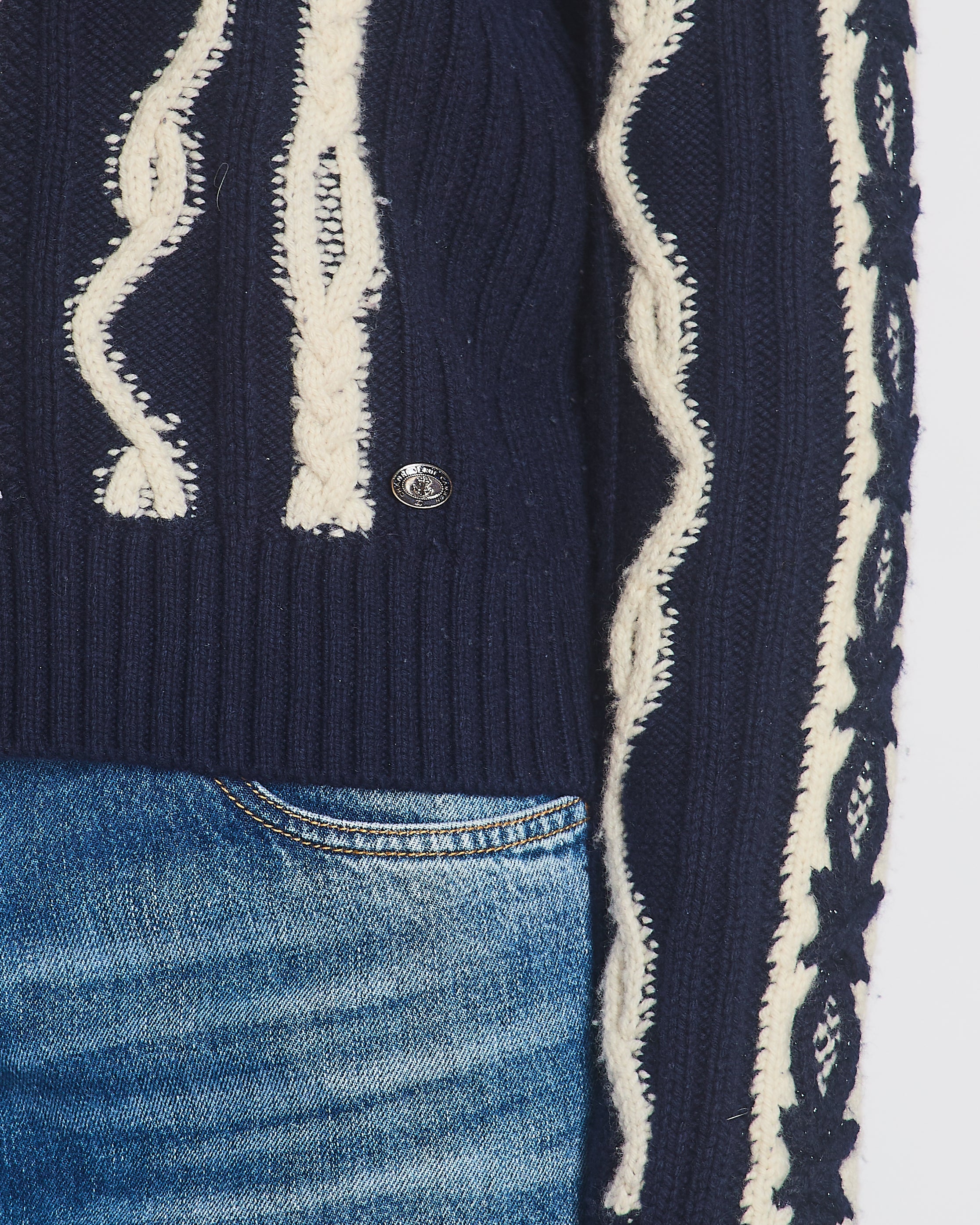 Chanel 18 Pre Fall Paris Hamburg Knitted Glitter Jumper Size FR 38 (UK 10)