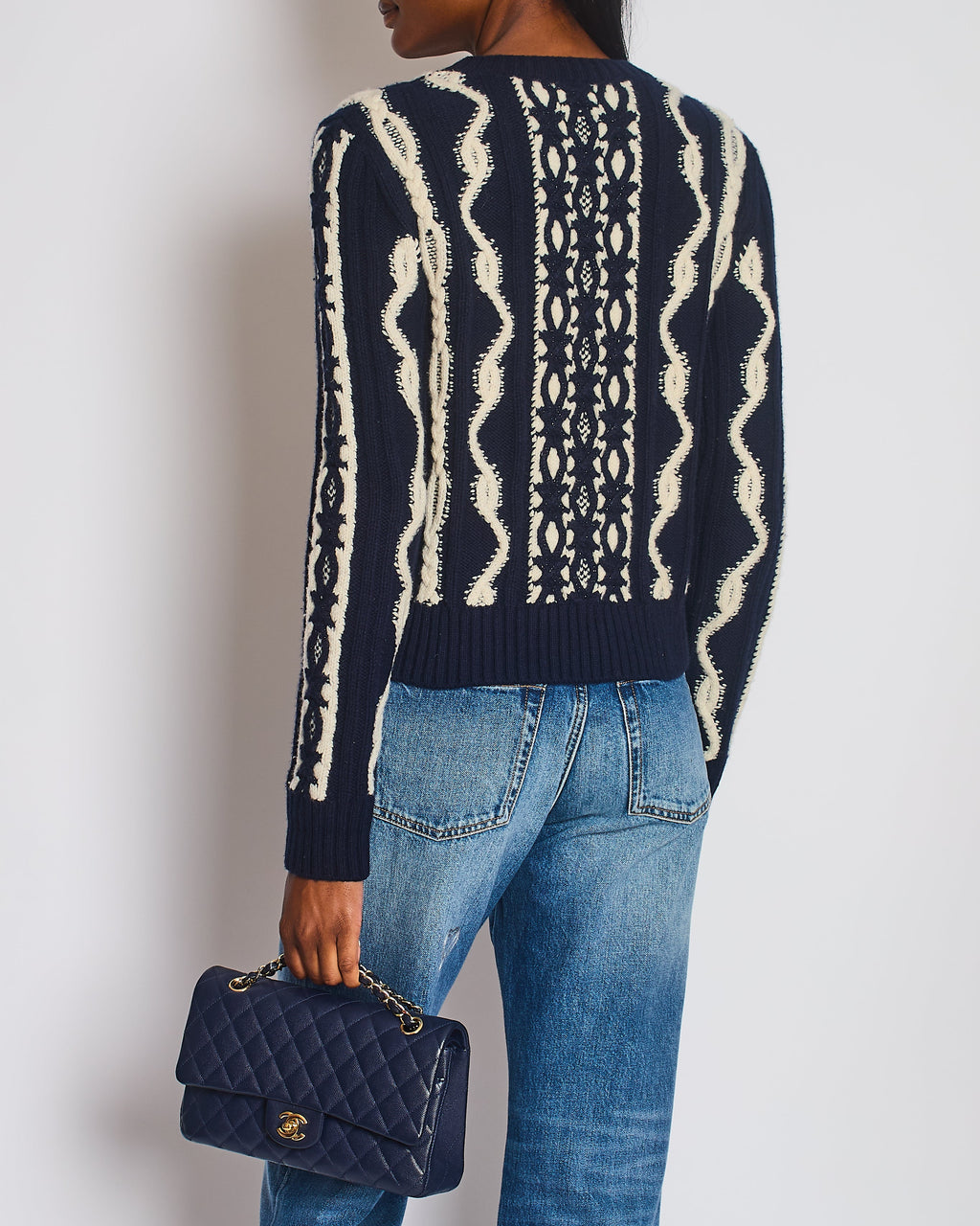 Chanel 18 Pre Fall Paris Hamburg Knitted Glitter Jumper Size FR 38 (UK 10)