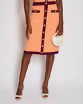 Chanel 2020 Metiers des Arts  Peach A-Line Midi Skirt with CC Button Detail Size FR 40 (UK 12)
