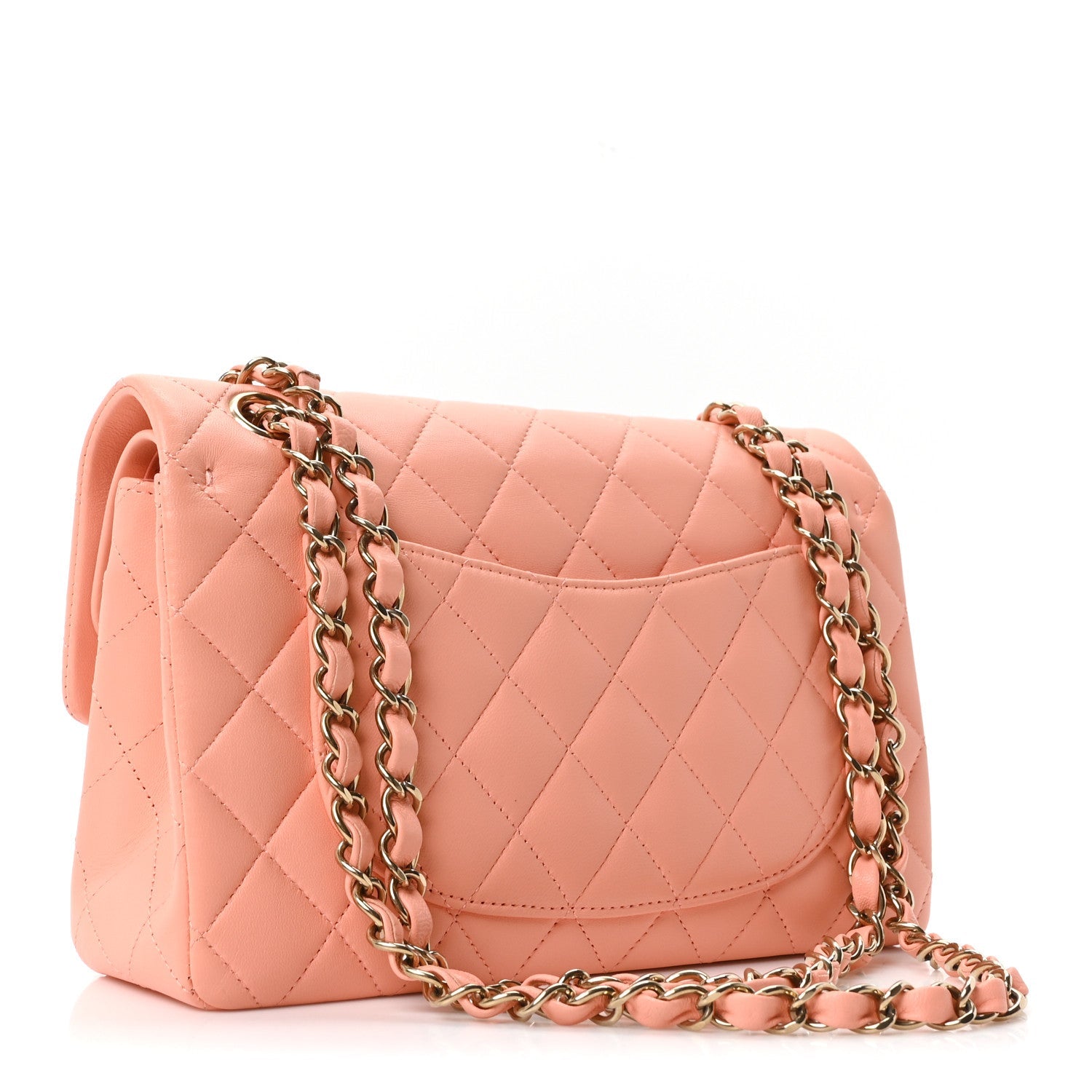 Chanel Lambskin Quilted Small Double Flap Light Orange