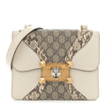 Gucci Nappa Elaphe GG Supreme Monogram Medium Osiride Shoulder Bag Mystic White Roccia Beige Ebony