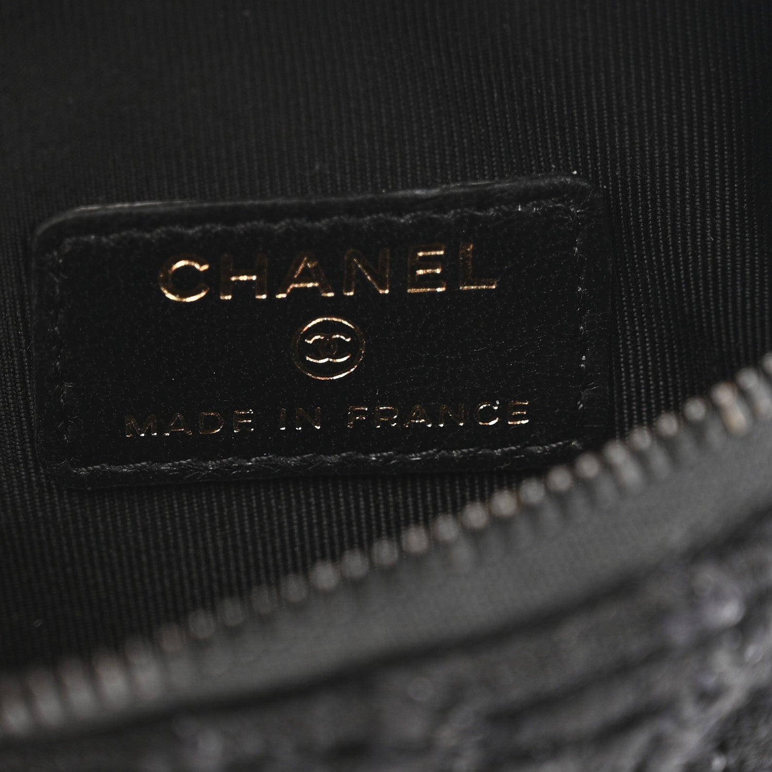 Chanel Tweed Lambskin Quilted Arm Coin Purse Black