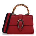 Gucci Dollar Calfskin Crystal Web Medium Dionysus Bamboo Top Handle Bag Hibiscus Red Black Diamond