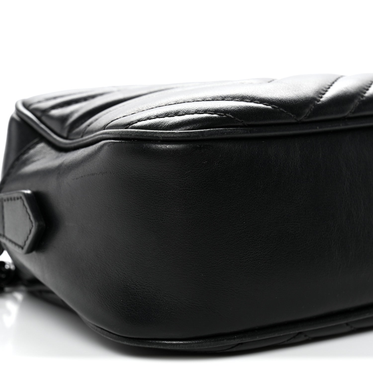 Gucci Calfskin Matelasse Monochrome Small GG Marmont Chain Shoulder Bag Black