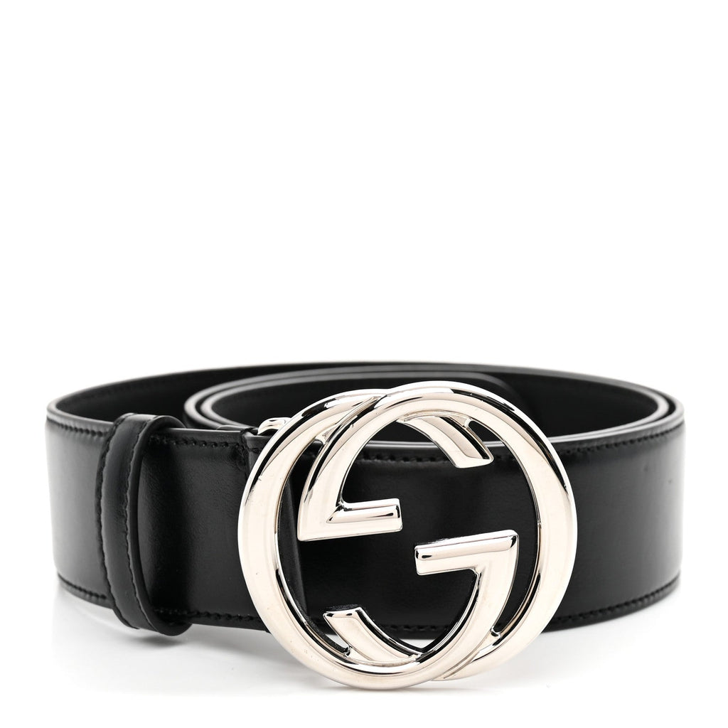 Gucci Plutone Calfskin Interlocking G 40mm Belt 85 34 Black