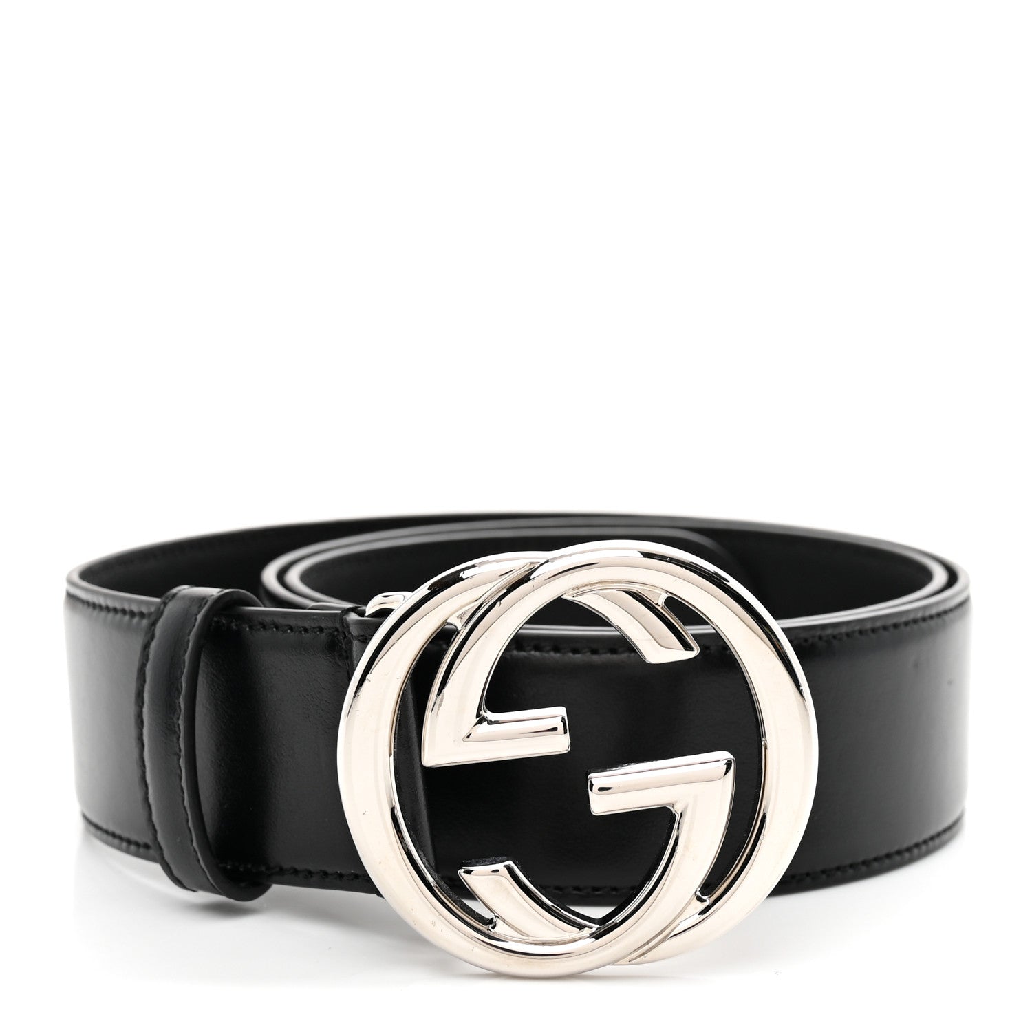 Gucci Plutone Calfskin Interlocking G 40mm Belt 85 34 Black