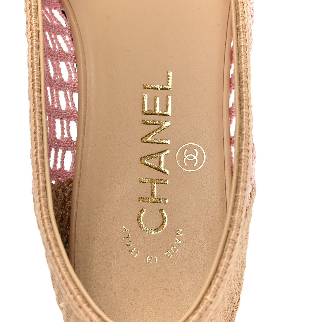 Raffia Cap Toe Ballerina Flats 36.5 Pink Beige