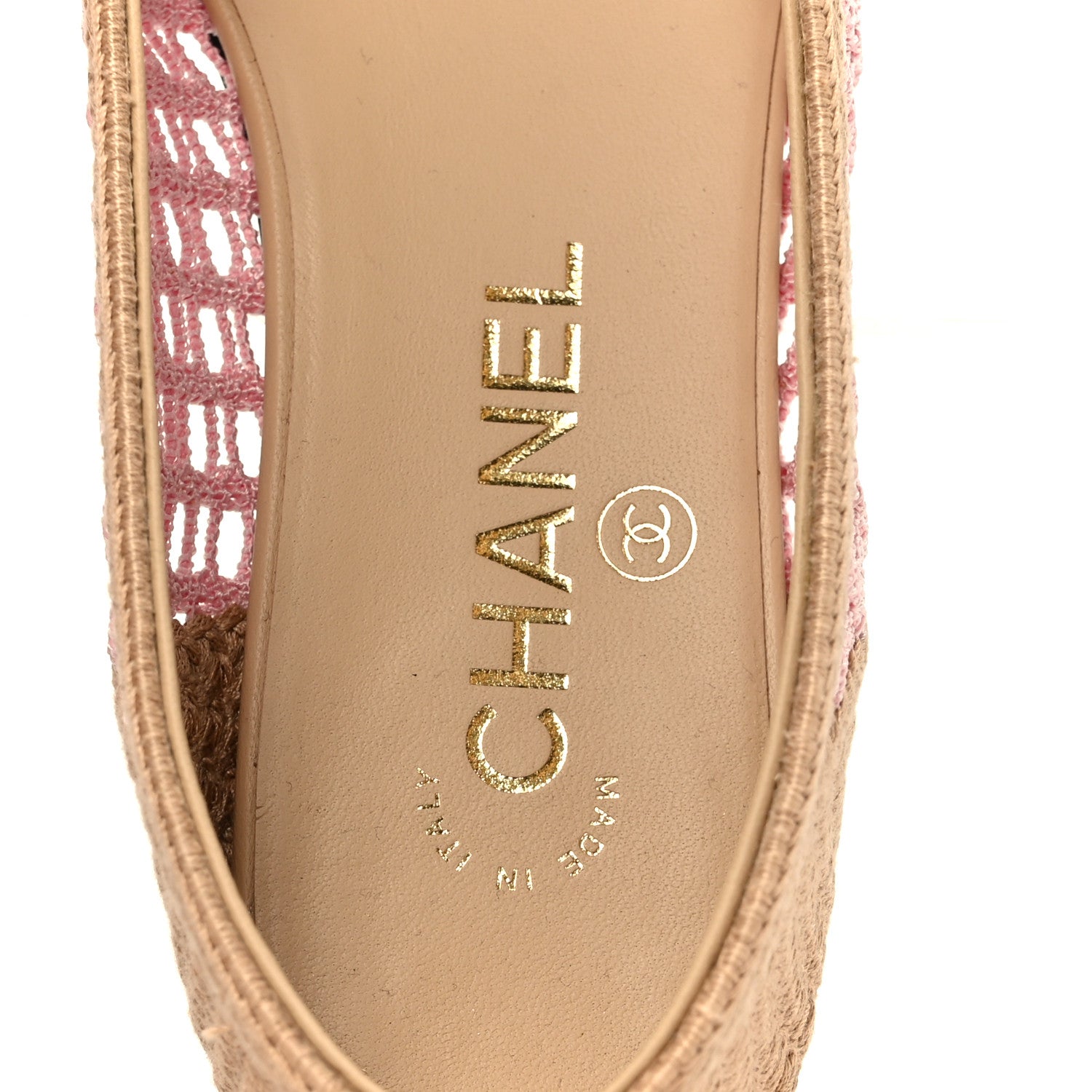Raffia Cap Toe Ballerina Flats 36.5 Pink Beige