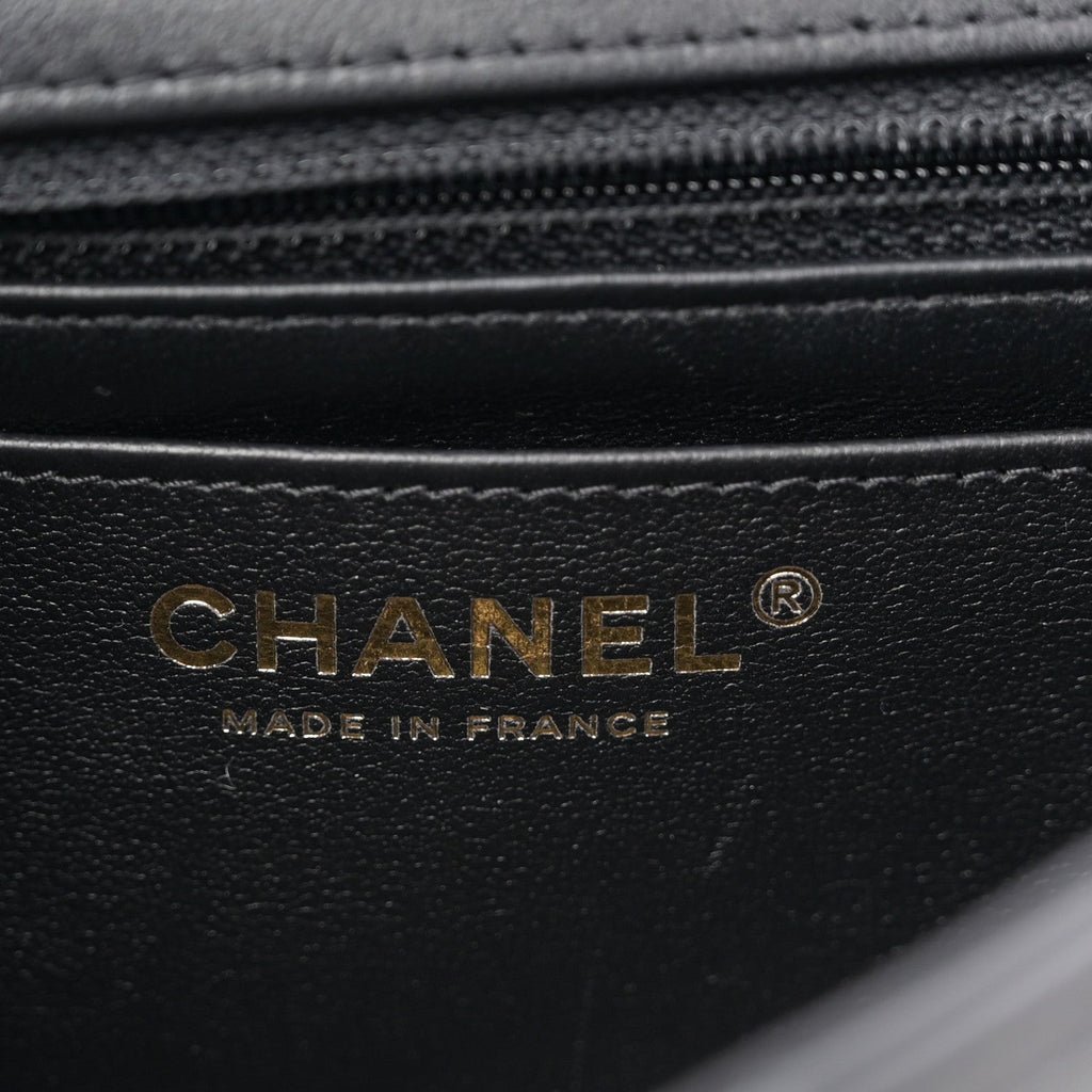 Chanel Lambskin Quilted Mini Rectangular Flap Black