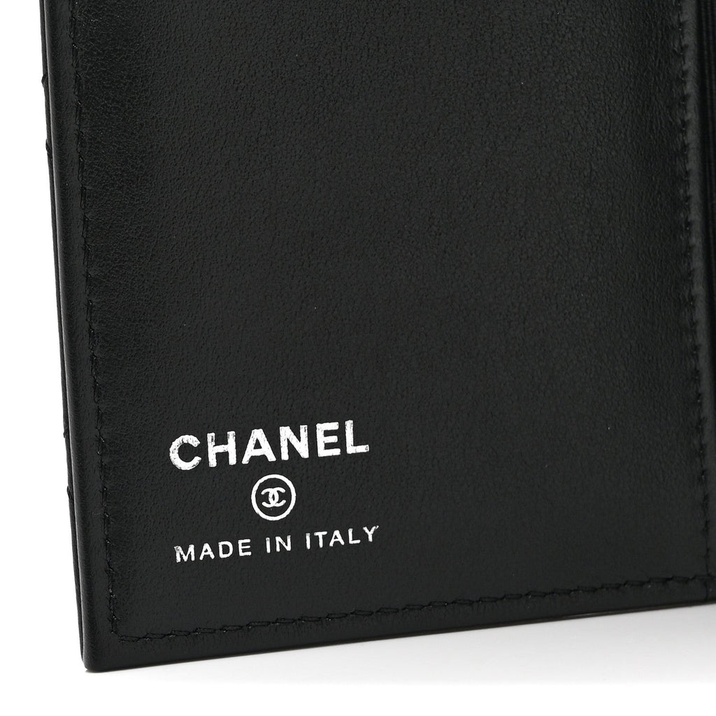 Grained Calfskin Quilted Passport Holder Wallet So Black