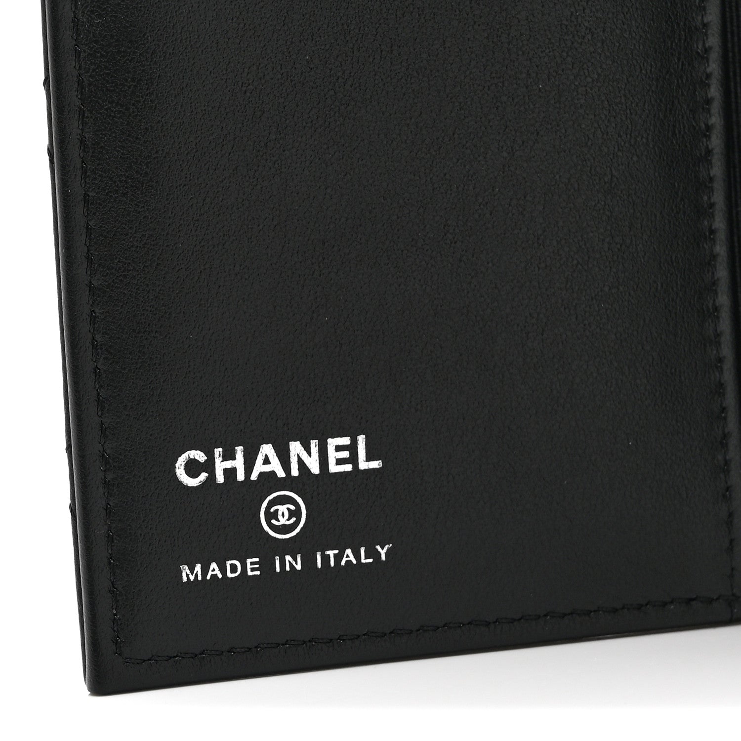 Grained Calfskin Quilted Passport Holder Wallet So Black