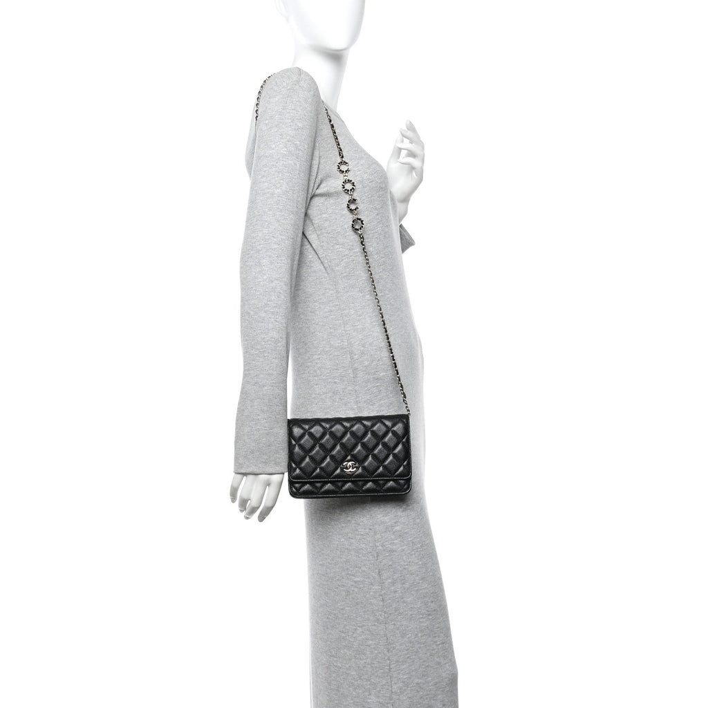 Chanel Caviar Quilted Miss Coco Wallet On Chain WOC Black