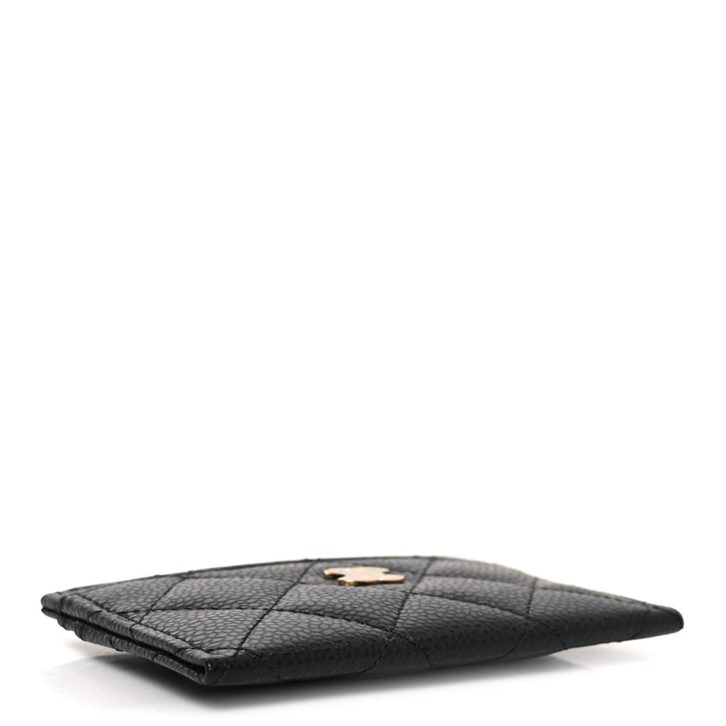 Caviar Quilted Card Holder Black
