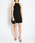 *RARE* Chanel 23/S Black Mini Dress with Bow Details and Crystal Logo Embellishments Size FR 34 (UK 6)