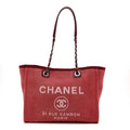 Chanel Canvas Small Deauville Tote Red