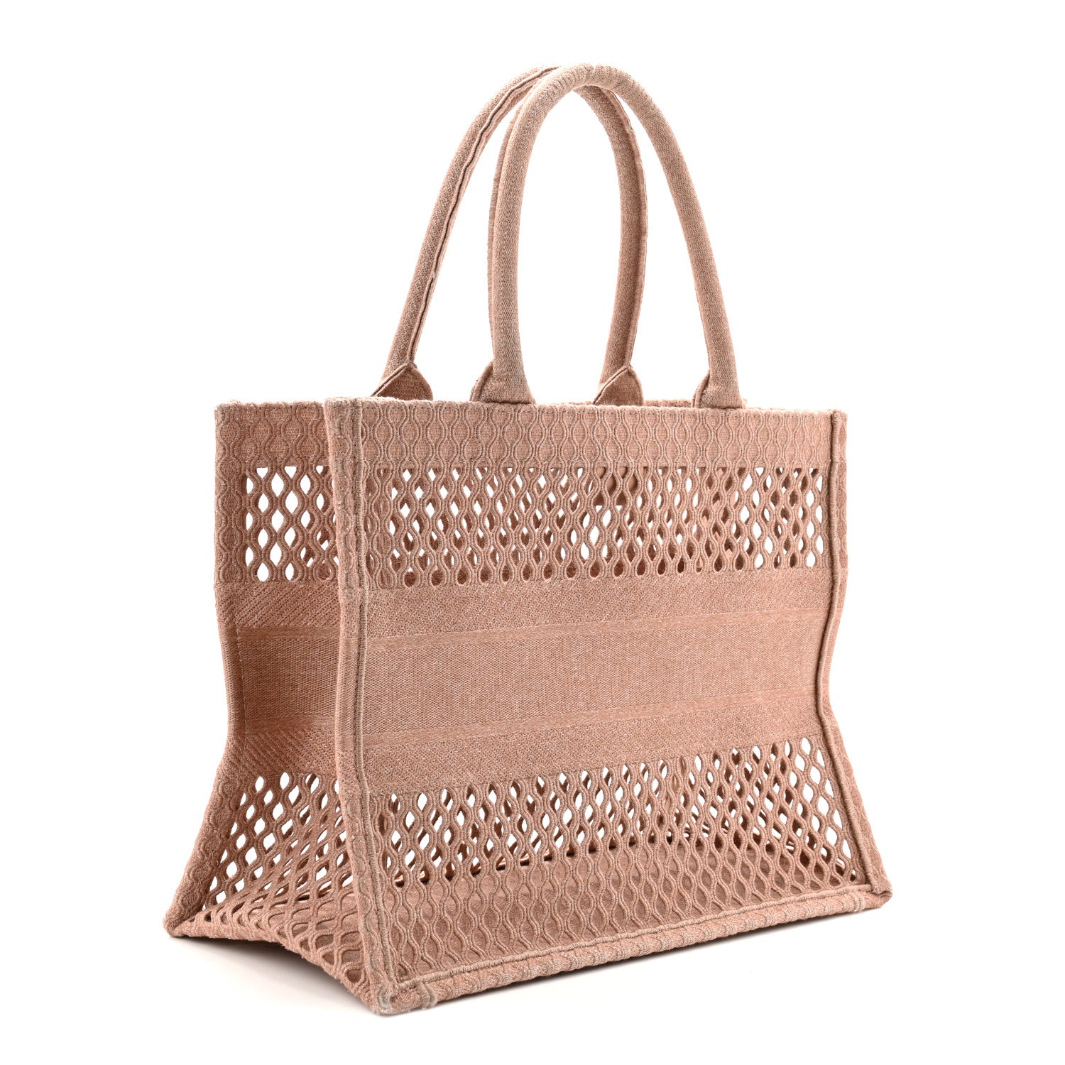Christian Dior Mesh Embroidered Medium Book Tote Clay