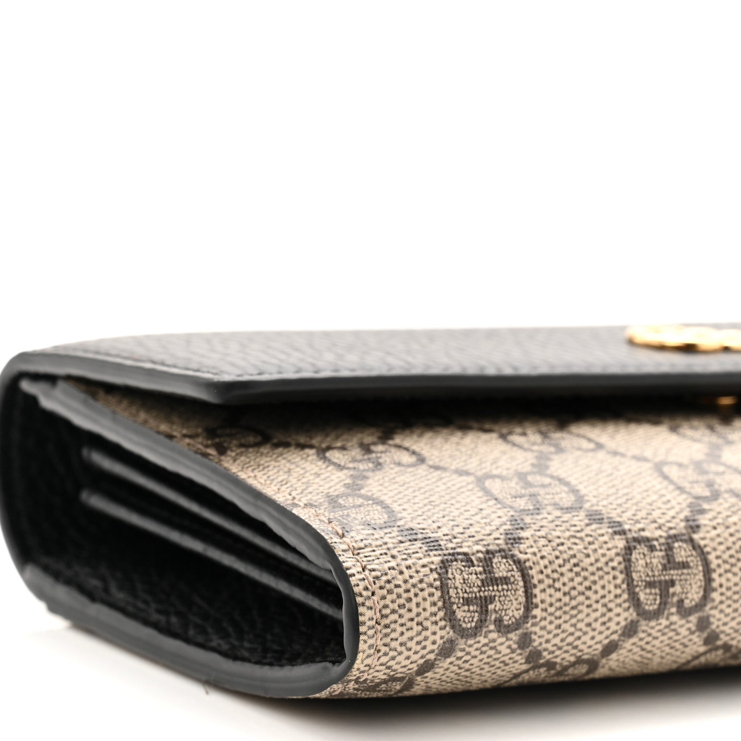 Gucci Dollar Calfskin GG Supreme Monogram Petite GG Marmont Wallet Chain Bag Black Beige Ebony