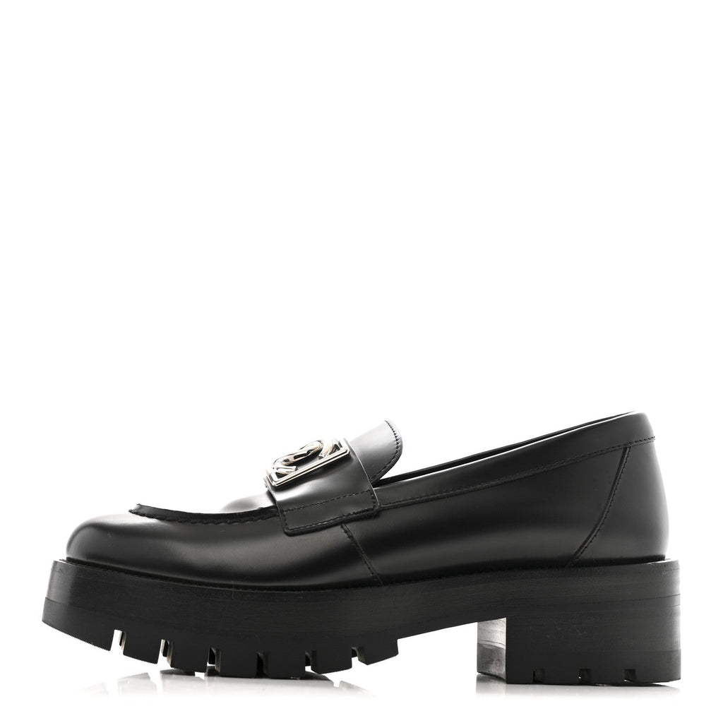 Calfskin Metal CC Loafers 35 Black