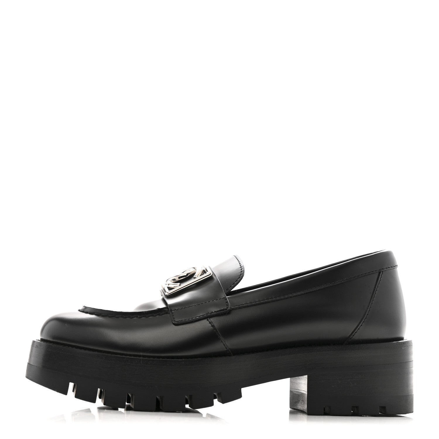 Calfskin Metal CC Loafers 35 Black