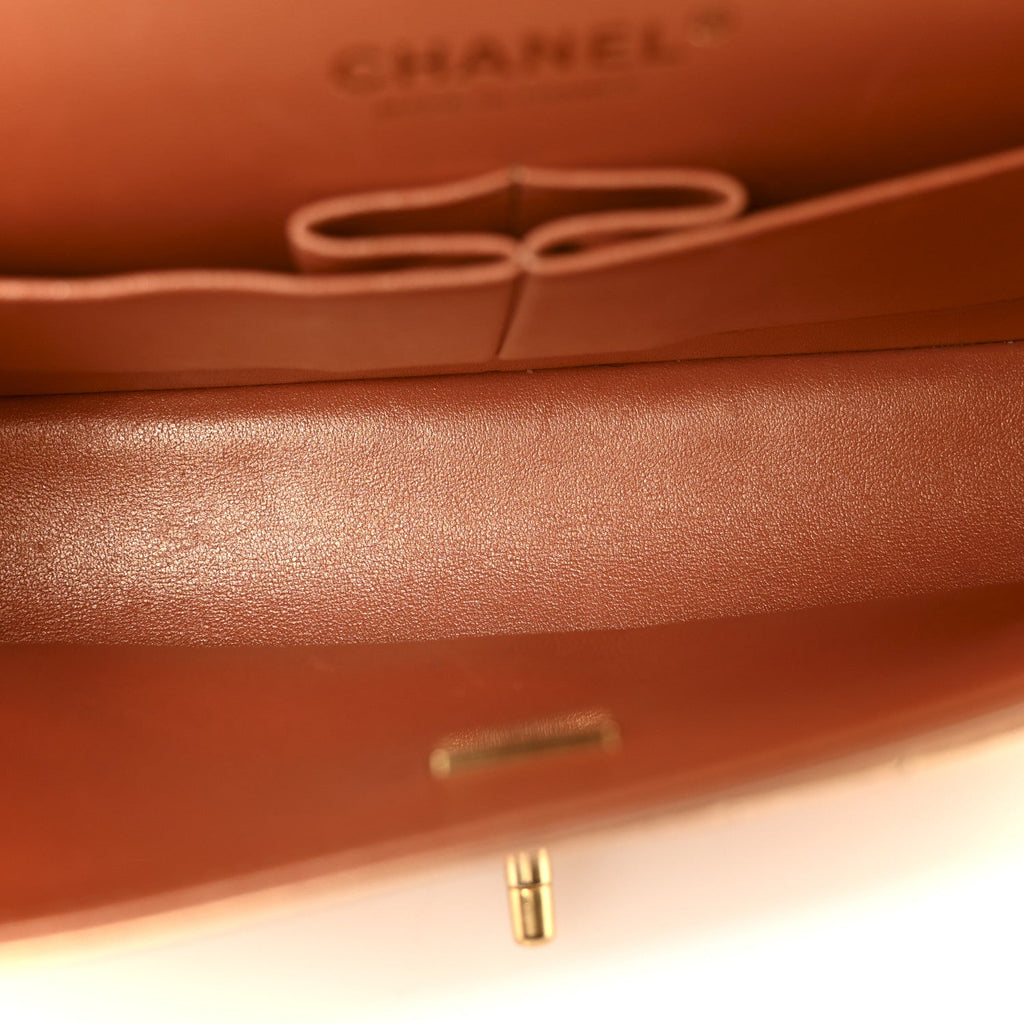 Chanel Metallic Lambskin Quilted Medium Double Flap Golden