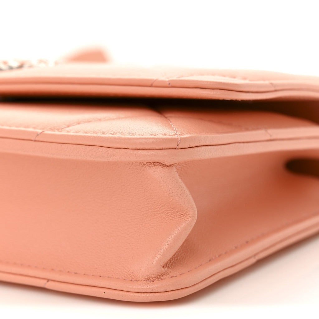 Chanel Lambskin Quilted Chanel 19 Wallet On Chain WOC Light Orange