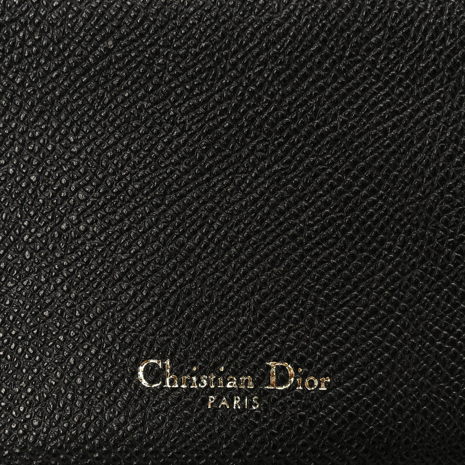 Christian Dior Grained Calfskin Saddle Chain Wallet Pouch Black
