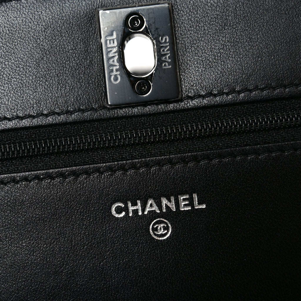 Chanel Lambskin Quilted Trendy CC Wallet On Chain WOC So Black