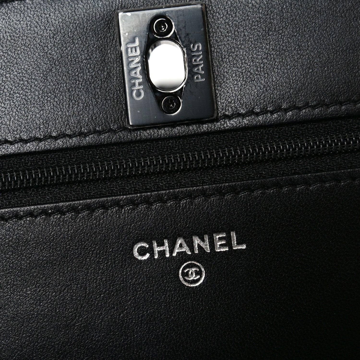 Chanel Lambskin Quilted Trendy CC Wallet On Chain WOC So Black