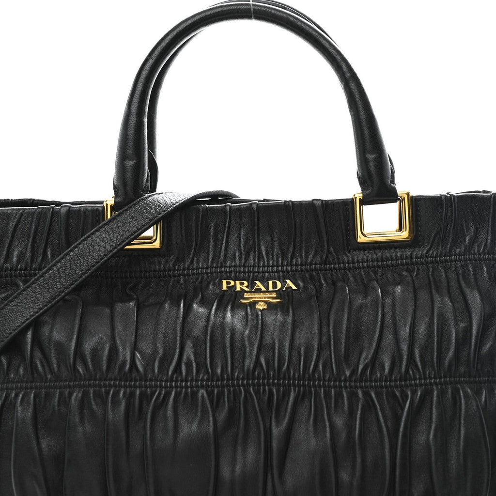 Prada Nappa Gaufre Top Handle Satchel Black