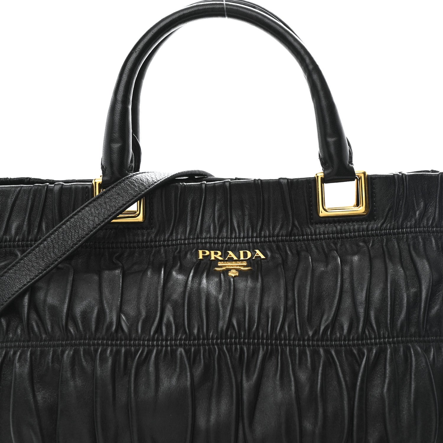 Prada Nappa Gaufre Top Handle Satchel Black