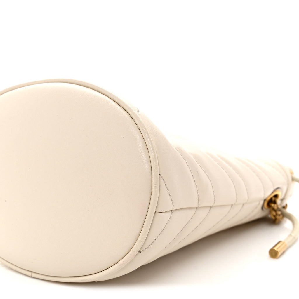 Gucci Calfskin Matelasse Mini GG Marmont 2.0 Bucket Bag White