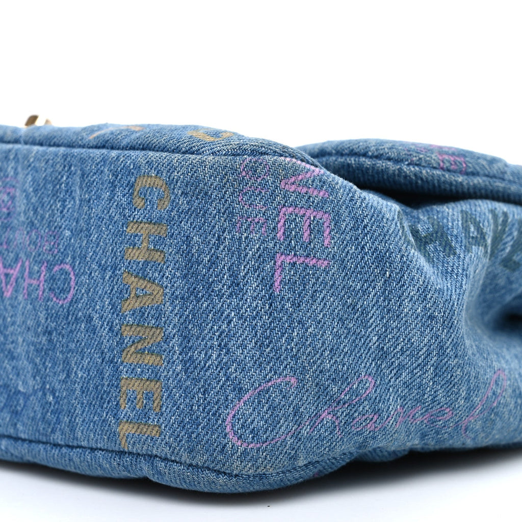 Chanel Denim Quilted Denim Large Mood Flap Blue Multicolor