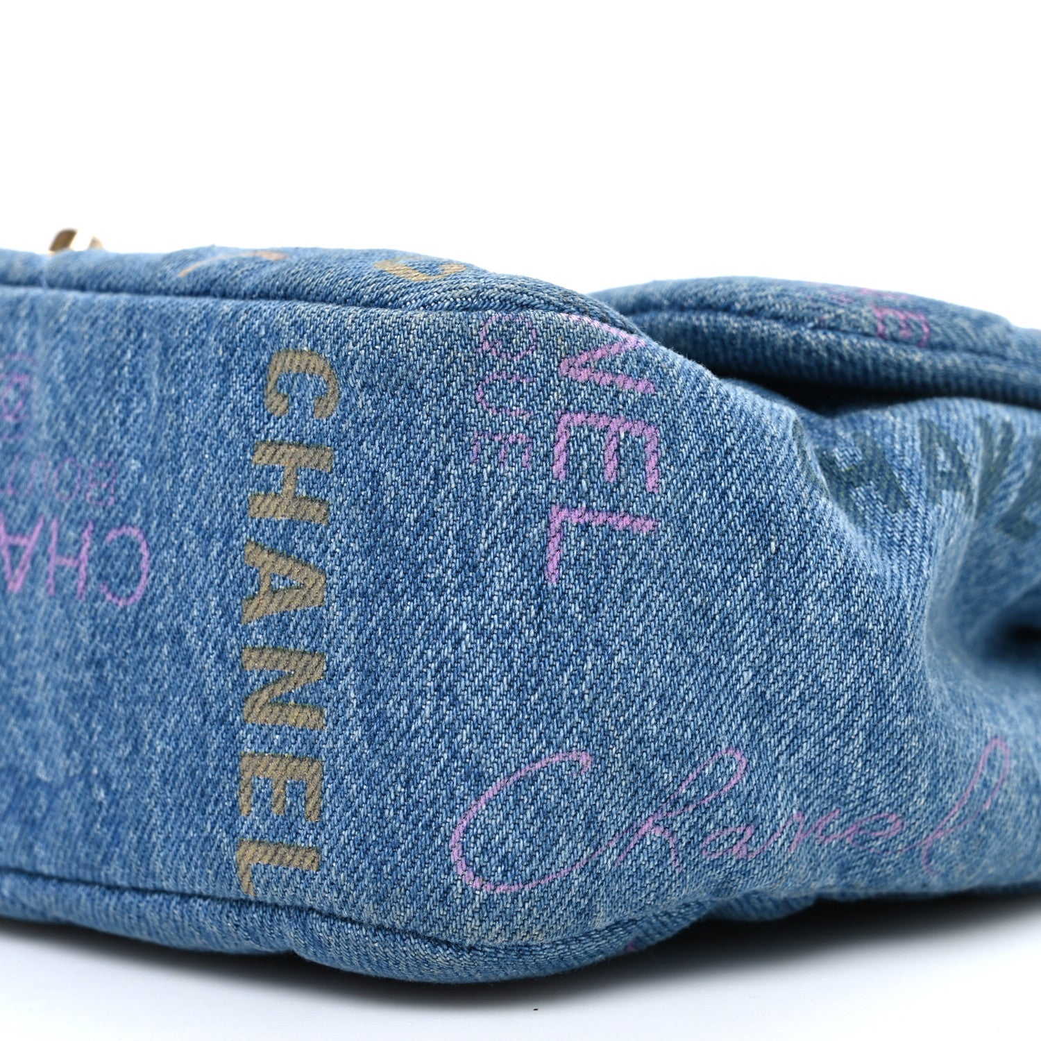 Chanel Denim Quilted Denim Large Mood Flap Blue Multicolor