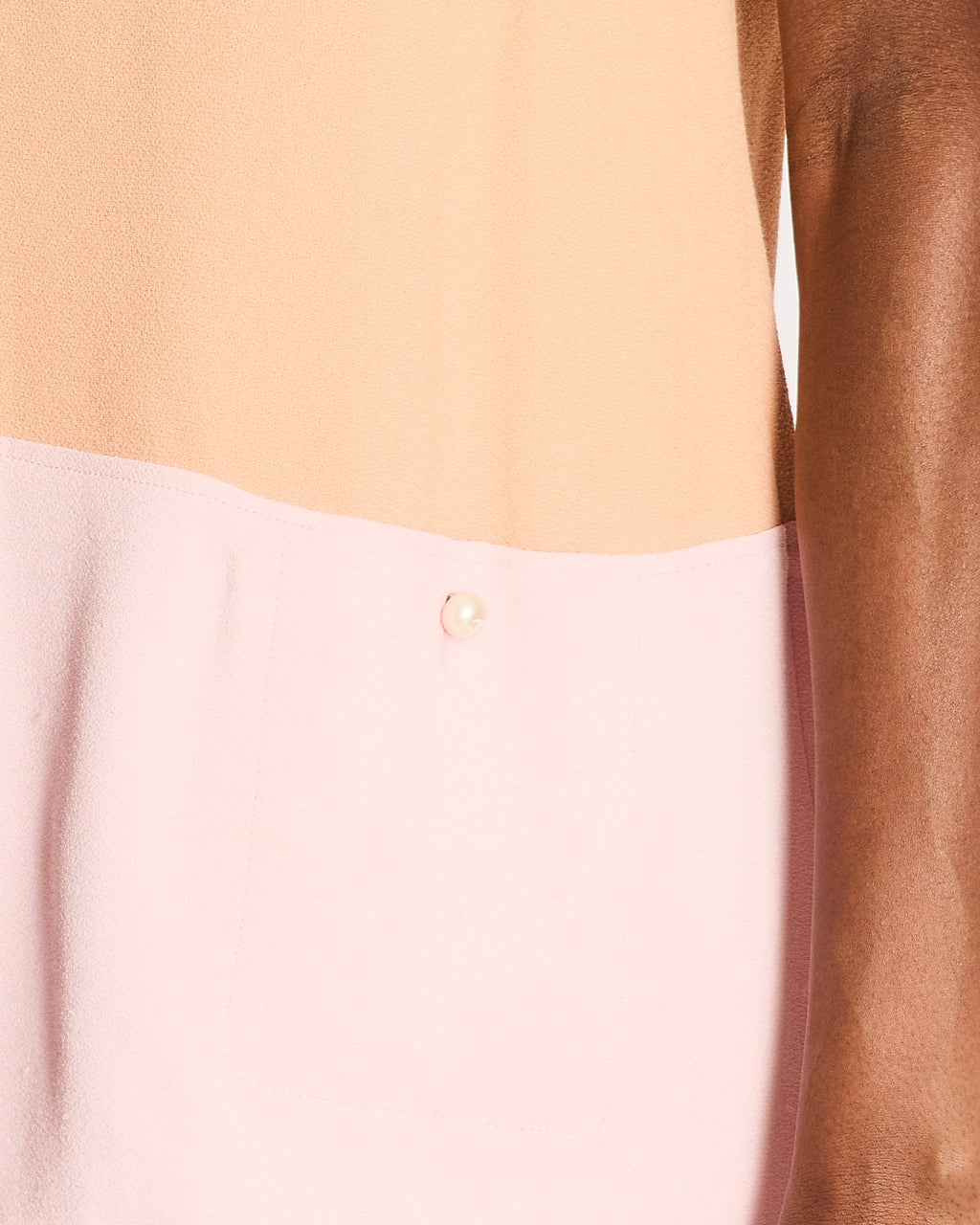 Chanel 14P Pastel Orange and Pink Sleeveless Top with White CC Logo Pearl Details Size FR 36 (UK 8)