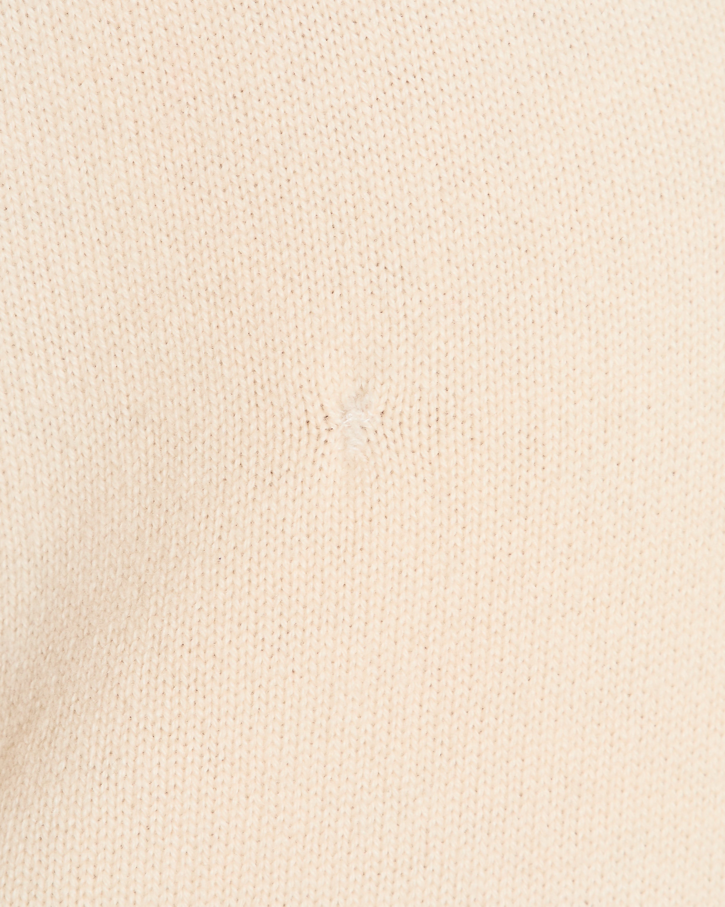 Chanel Cream Cashmere Short-Sleeved V-Neck Jumper with Front Pockets and Back Crystal CC Logo Detail Size FR 34 (UK 6)