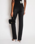 Chanel 24B Coco Neige Black Straight Leg High-Waisted Jeans with Back CC Shearling Logo Detailing and Silver Embellished Button Detail Size FR 34 (UK 6)