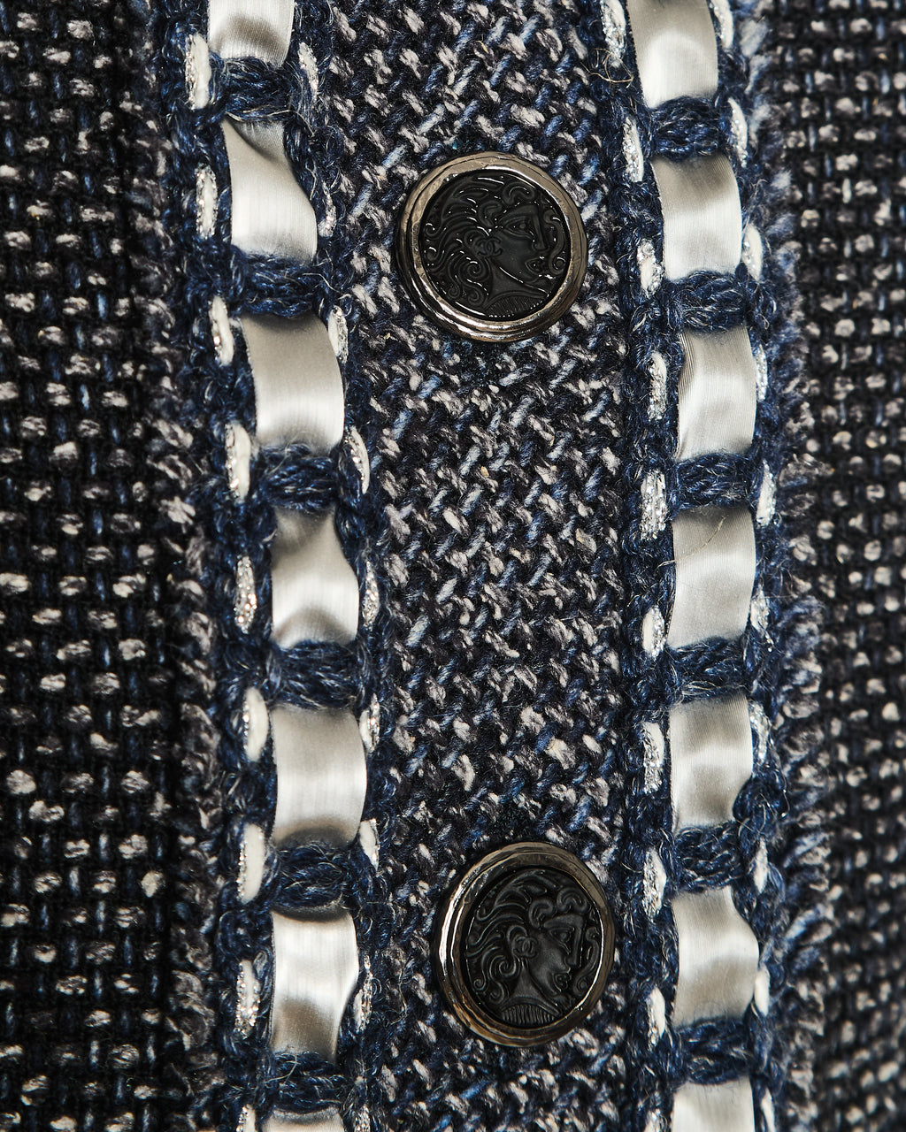 Chanel Paris/Rome 2016 Métiers D’Art Black Tweed Mid-Sleeve Pocket Dress Size FR 36 (UK 8)