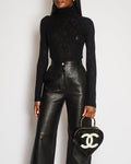 Chanel Black Knit High-Neck Top with Silver CC Logo Button Detail Size FR 34 (UK 6)