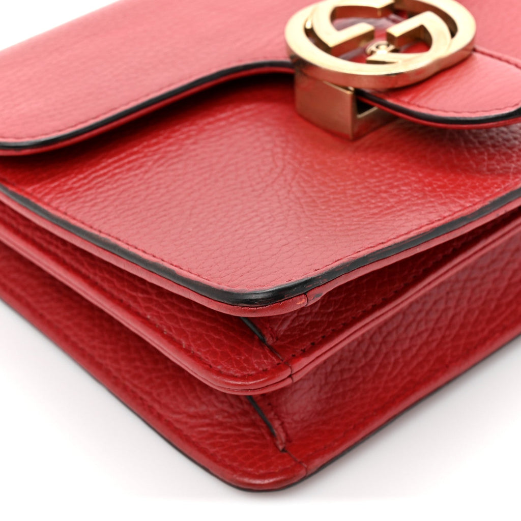 Gucci Dollar Calfskin Small Interlocking G Shoulder Bag Red