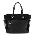 Chanel Coated Canvas Quilted Large Paris Biarritz Tote Black