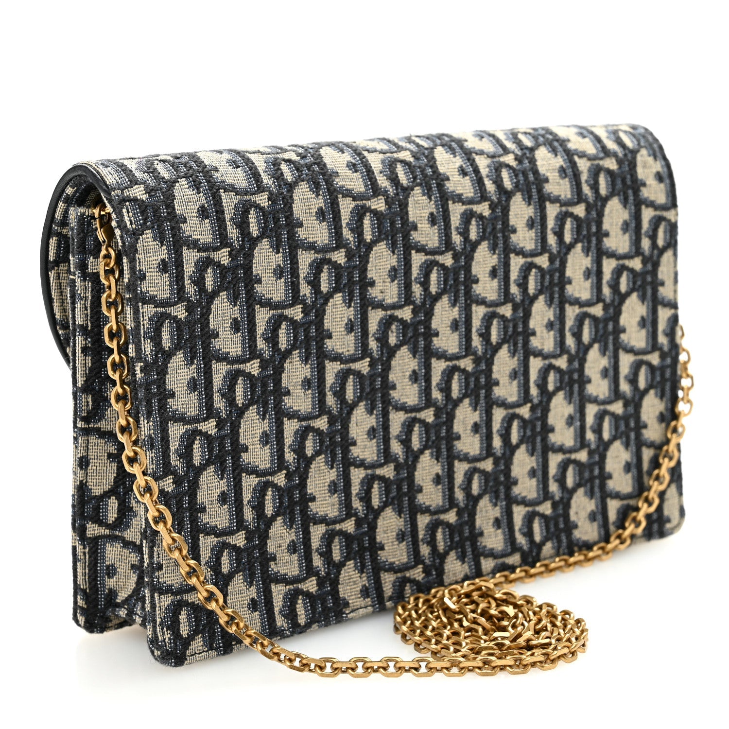 Christian Dior Oblique Saddle Chain Pouch Blue