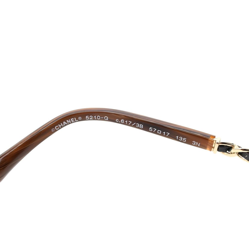 Acetate Metal Lambskin Chain Square Sunglasses 5210-Q Brown