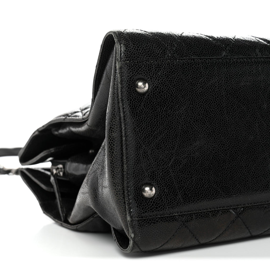 Chanel Crumpled Grained Calfskin Quilted CC Crave Tote Black