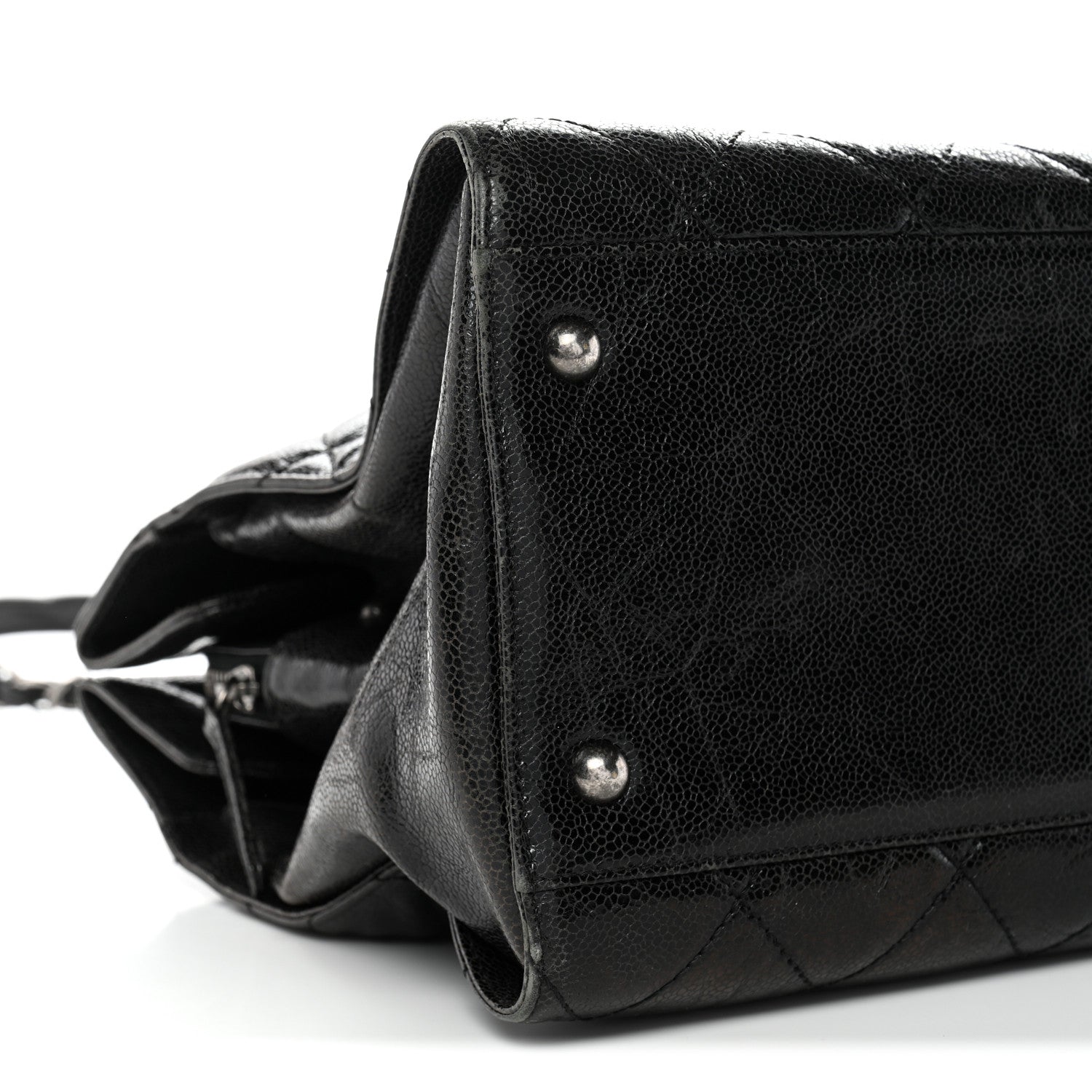 Chanel Crumpled Grained Calfskin Quilted CC Crave Tote Black