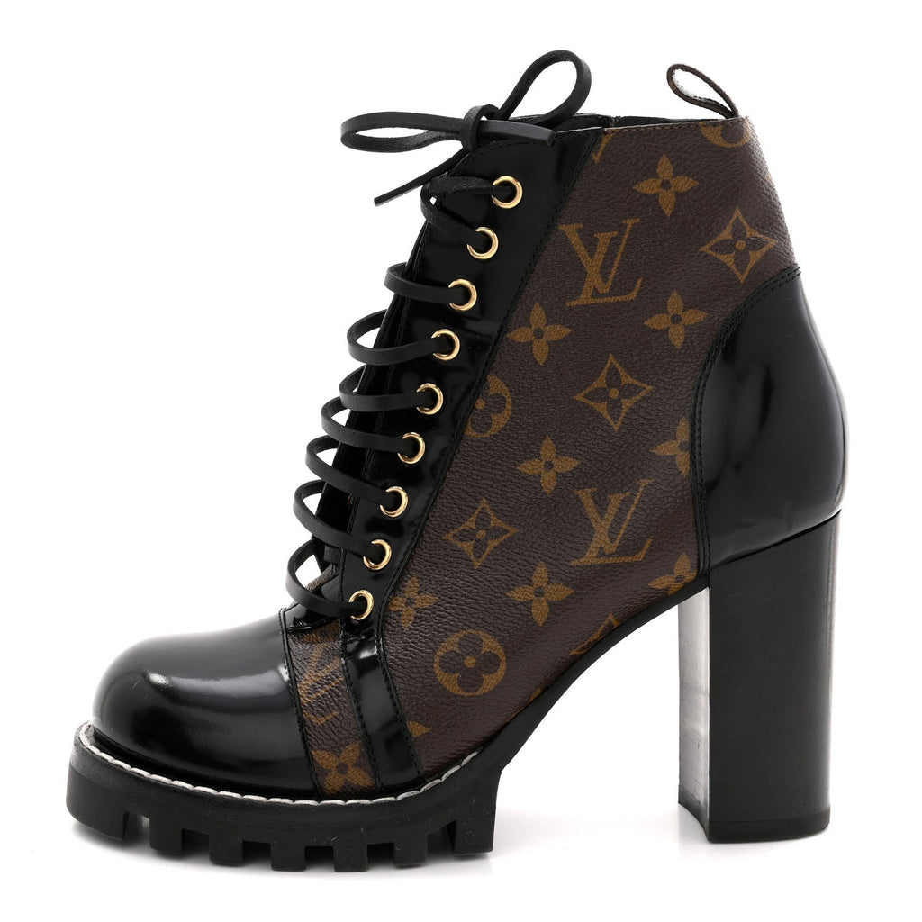 Louis Vuitton Patent Calfskin Monogram Star Trail Ankle Boots 39 Black